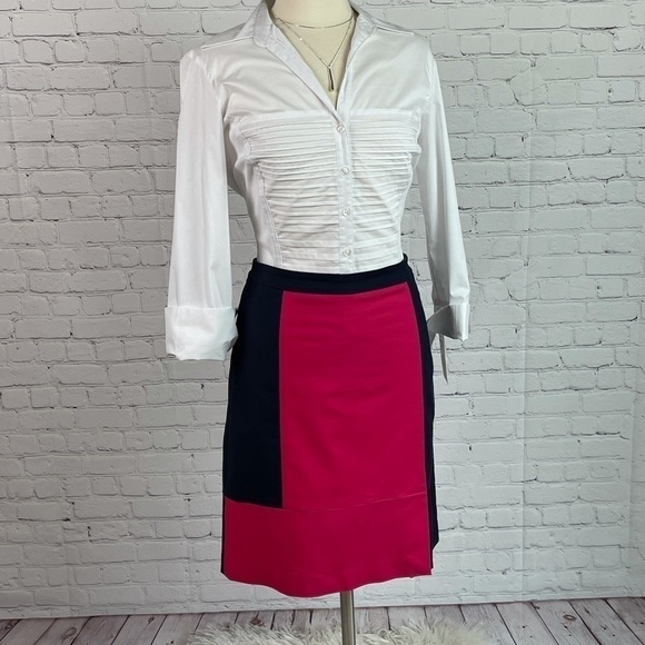 Nic+Zoe Blue/Pink Color Block Side Zip Skirt Sz 8 - Picture 1 of 9